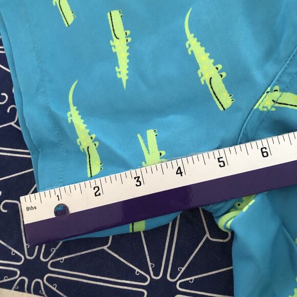 New CAPELLE mens swim trunks crocodile print M blue green lined summer beach - Picture 6 of 8